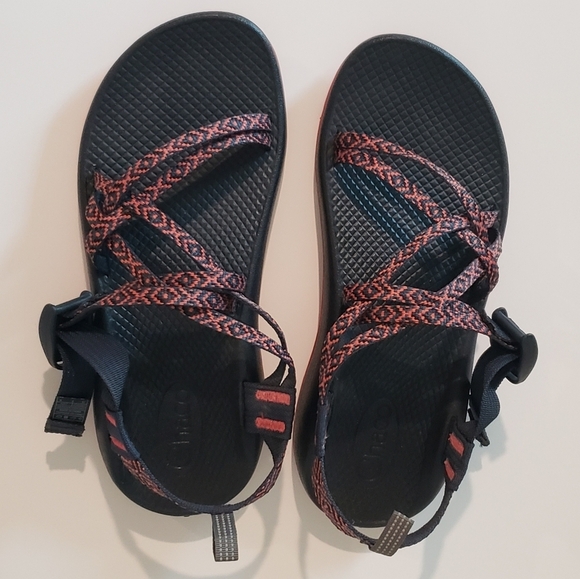 Chaco ZX1 Ecotread Padded Eclipse Sandals Girls Size 6 Kids JR Orange Black - Picture 4 of 16